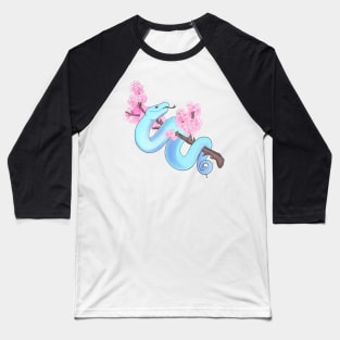 Pink Sakura Viper: Blue Baseball T-Shirt